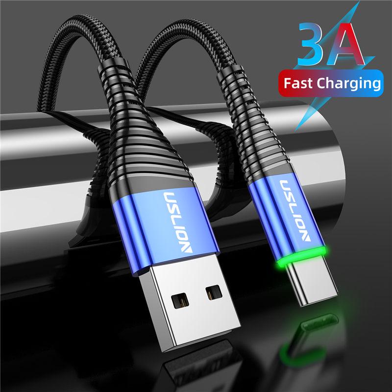 USLION 3A, 2 м, USB-кабель типа C, зарядное устройство для мобильного телефона, тип C, быстрая зарядка, шнур передачи данных Andriod Microusb