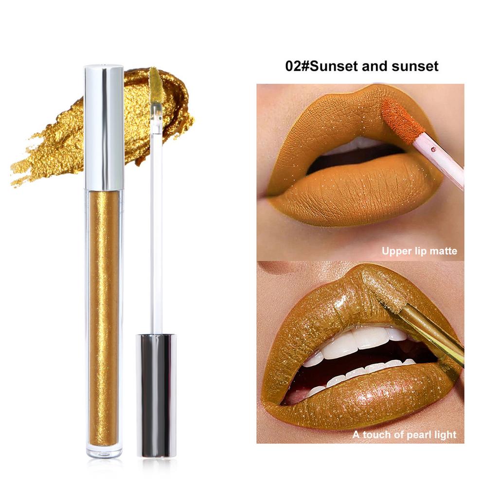 1Pc Long Lasting Waterproof Liquid Lipstick High Pigment Glitter Lip Gloss Non Stick Cup Smudge Proof Intense Color Lip Makeup for Women Girls