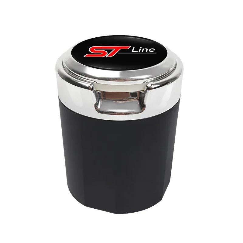 Car Sticker Hot For Ford New Car Interior accessories Ashtray LED Light Portable Smoke Ashes Holder For Ford ST Line Focus Musta