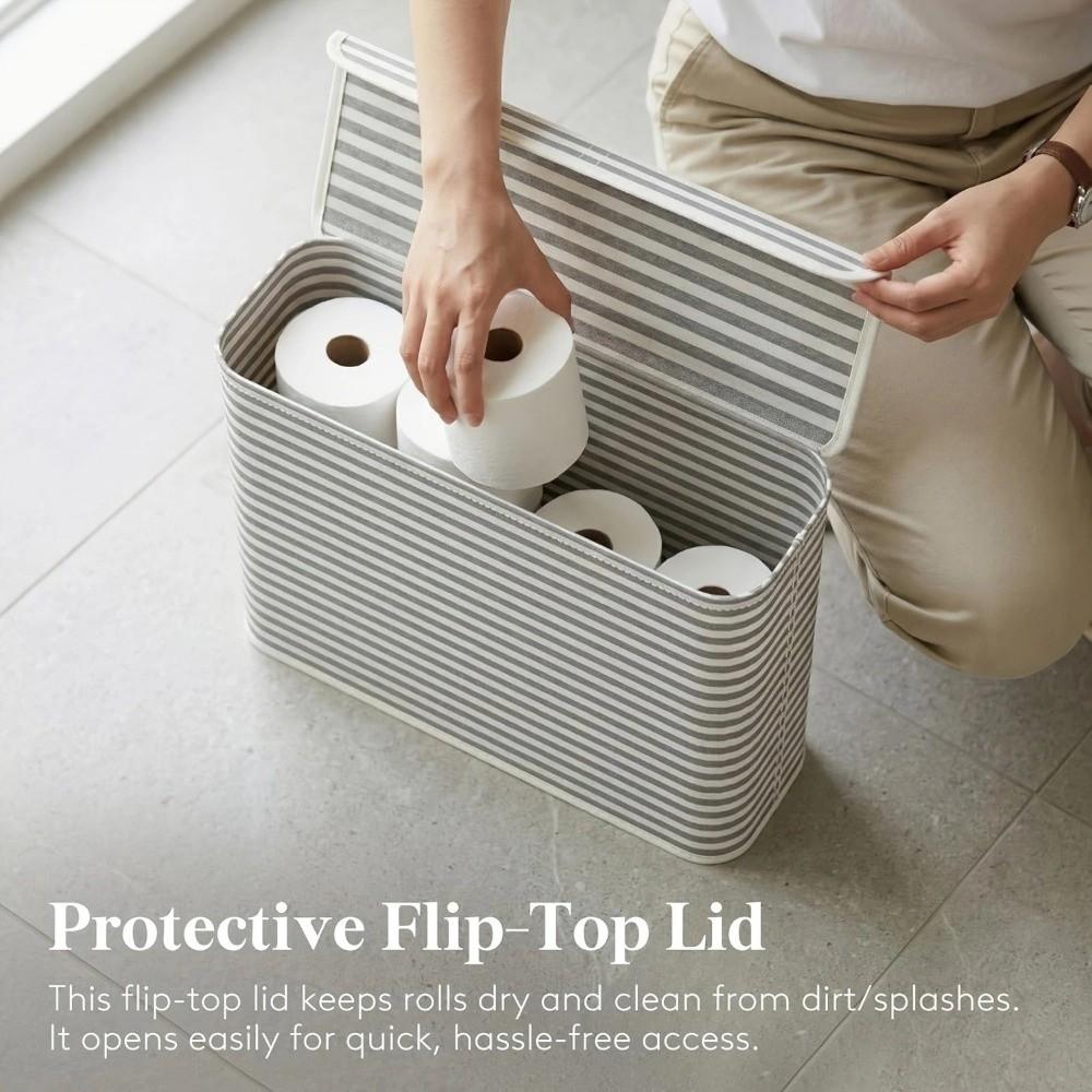 With Lid Toilet Paper Holder Stripe Printed Bathroom Tissue Box Laundry Basket  Bathroom