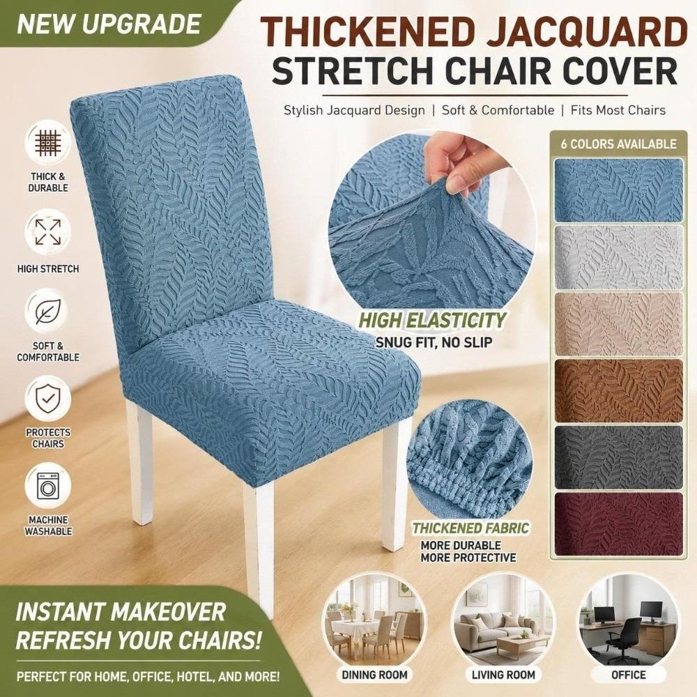 Jacquard Stretch Dining Chair Cover Woven Fabric Chair Slipcover Jacquard Chair Cover Dining Room