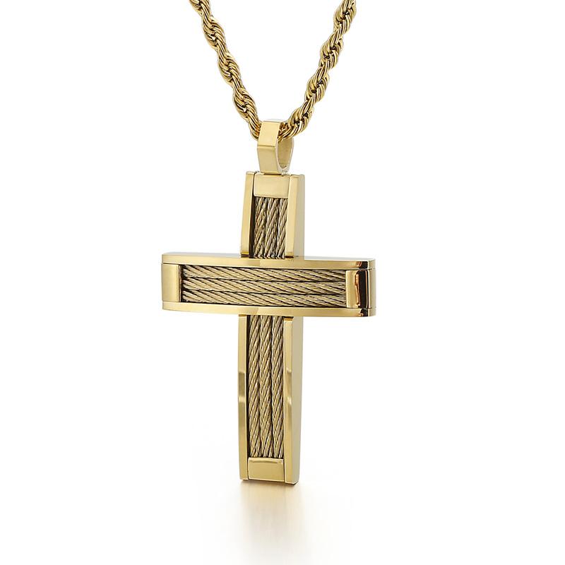 Fashion Cross Pendant Necklace For Men Prayer Stainless Steel Dubai Crux Chain Choker Christ Jewellry