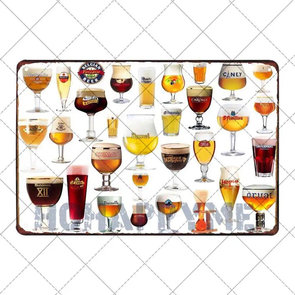Belgian Beer Vintage Metal Tin Painting Signs Poster Plates Decoration Bar Pub Club Cafe Wall Iron Stickers Retro Plaque 20x30cm