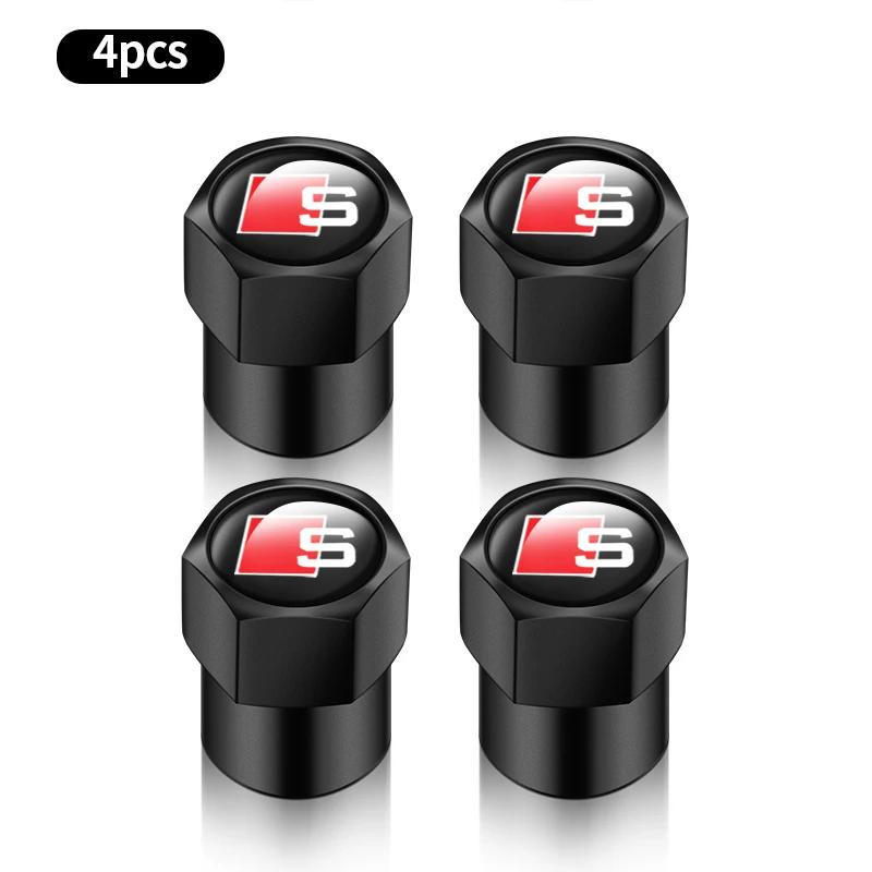 4pcs/set Car valve stem caps cover For q2 A1 A3 A4 A5 A6 A7 A8 Q2 Q3 Q5 Q7 TT S line S3 S4 S5 S6 R8 RS Car sticker accessories