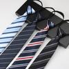 Tie Men'S, Business Zipper Work Security Shirt Striped Red Blue 8Cm Knot Free Easy To Pull