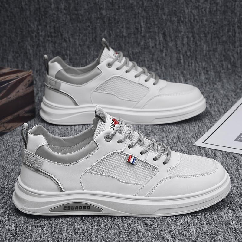 Men's shoes 2025 new explosion summer breathable deodorant mesh hollow mesh small white board shoes men's sports and leisure network