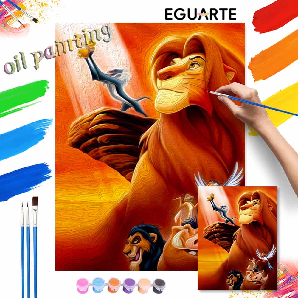 Disney Lion King Oil Art Painting Kit Home Wall Decor Handmade Gift for Simba Lovers Elegant Modern Canvas Craft Wall Art Design Art