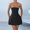 Women's Solid Color Summer Short Dress Fashionable Tubeless High Waist Dress