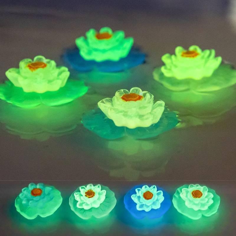 Яркий Светящийся Лотос Декоративные Растения из Смолы Для DIY Украшений Аквариума