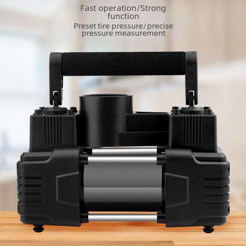 Двухцилиндровый мини портативный 12 В высоковольтный металлический автомобильный воздушный насос