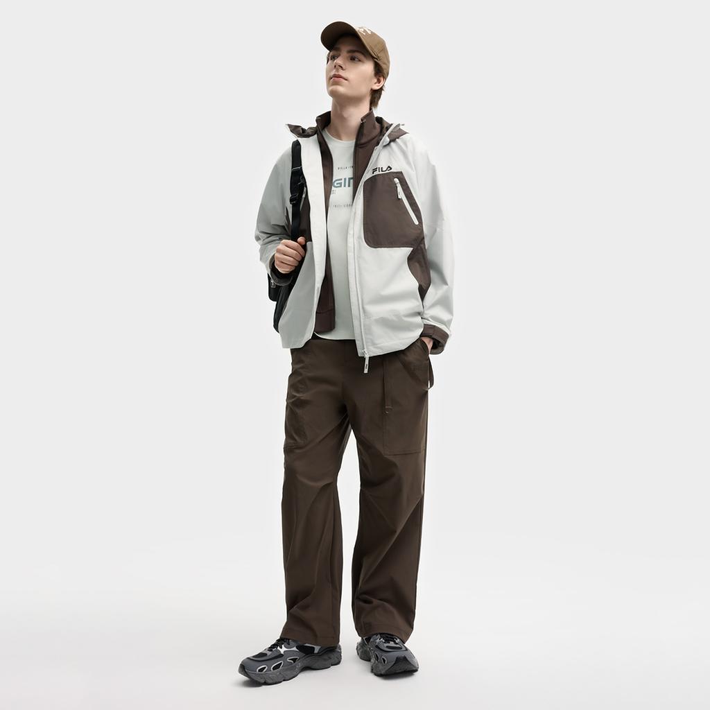 Fila Оригинальный Модный Ретро Простой Повседневный Спортивный На Каждый День Универсальный Удобный Цветной Блок Плетеный С Капюшоном Костюм-Двойка Куртка Мужские куртки F11M539707F-GY