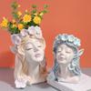 Nordic Resin Vase Flower Fairy Angel Human Head Abstract Half Body  Arrangement Human Face Modern Home Interior Decoration