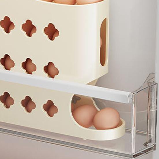Подставка для яиц для холодильника, автоматический диспенсер для яиц, компактный 4-ярусный органайзер для яиц вмещает 30 яиц для хранения в холодильнике, на кухонной столешнице