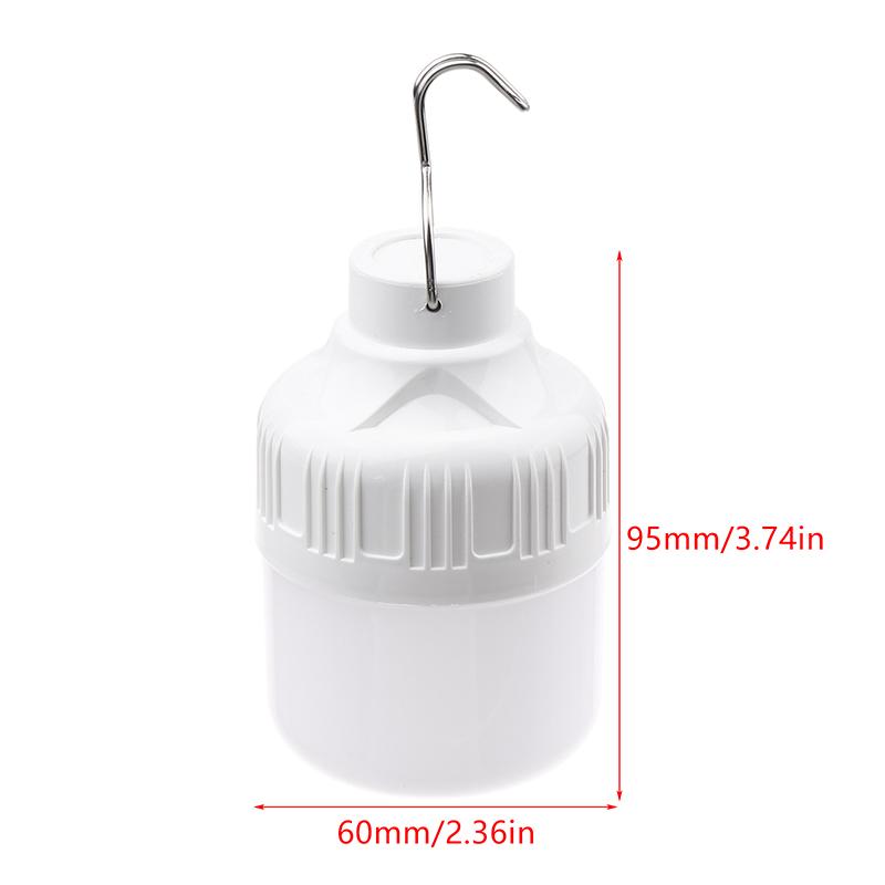 60MM USB Rechargeable Camping Light Bulb 3-color Dimming Waterproof Tent Hanging Light Outdoor Hiking Picnic Fishing Light