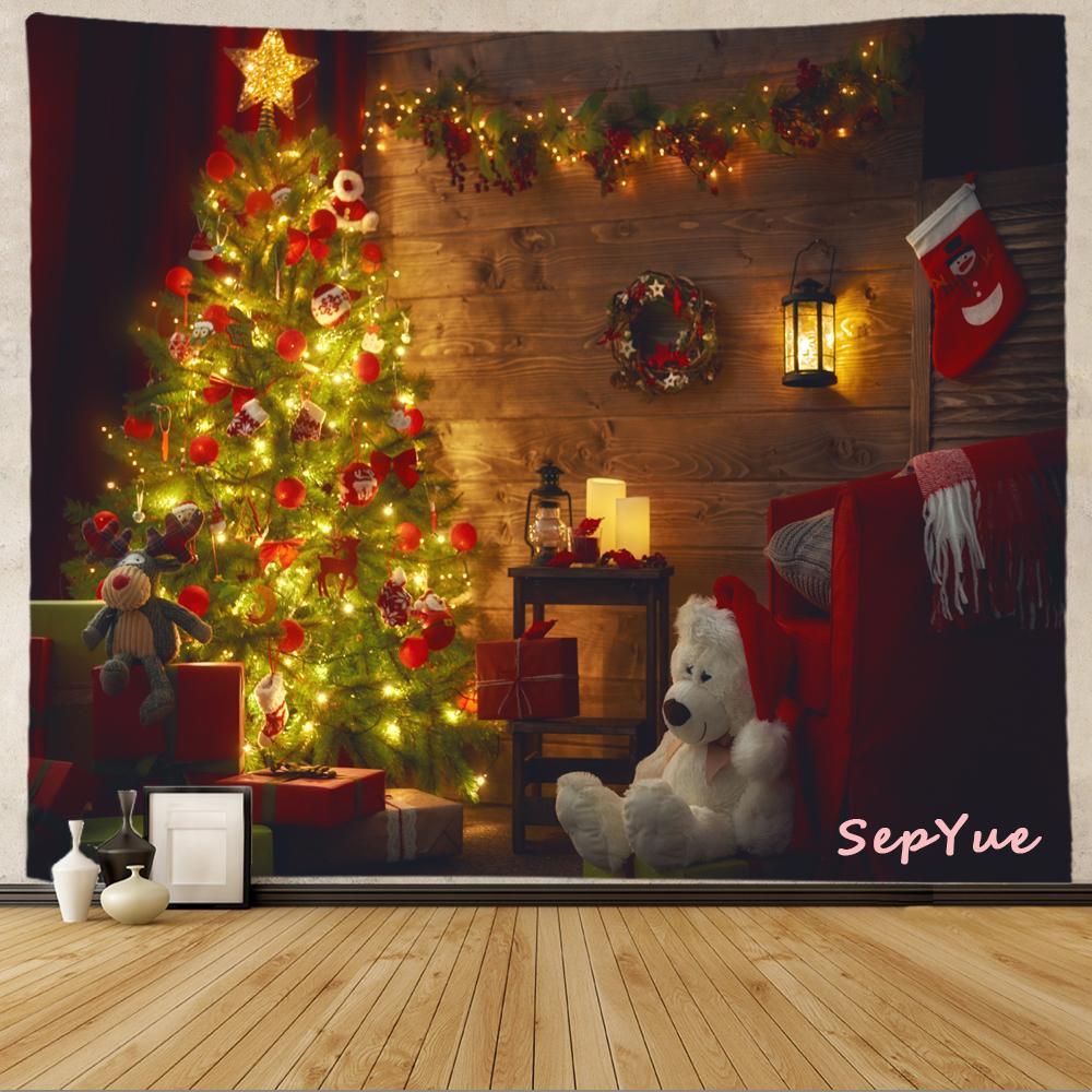 SepYue рождественские носки каминная елка праздничное украшение гобелен с принтом хиппи винтажный большой 3d тканевый настенный гобелен