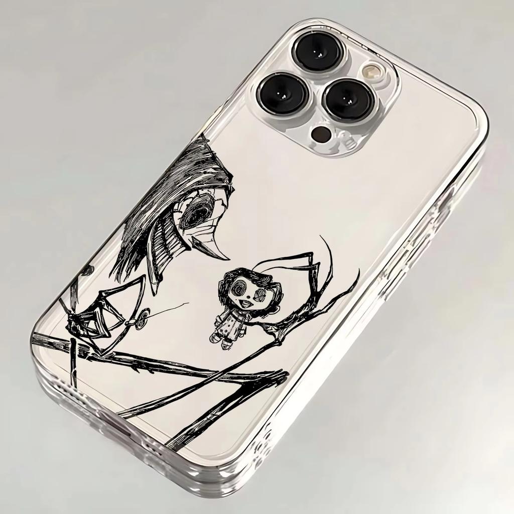 Чехол для телефона Коралина для iPhone 17 Air 16 e 15 14 13 12 11 Pro Max Plus Mini SE 2020 2022 Мягкий прозрачный чехол