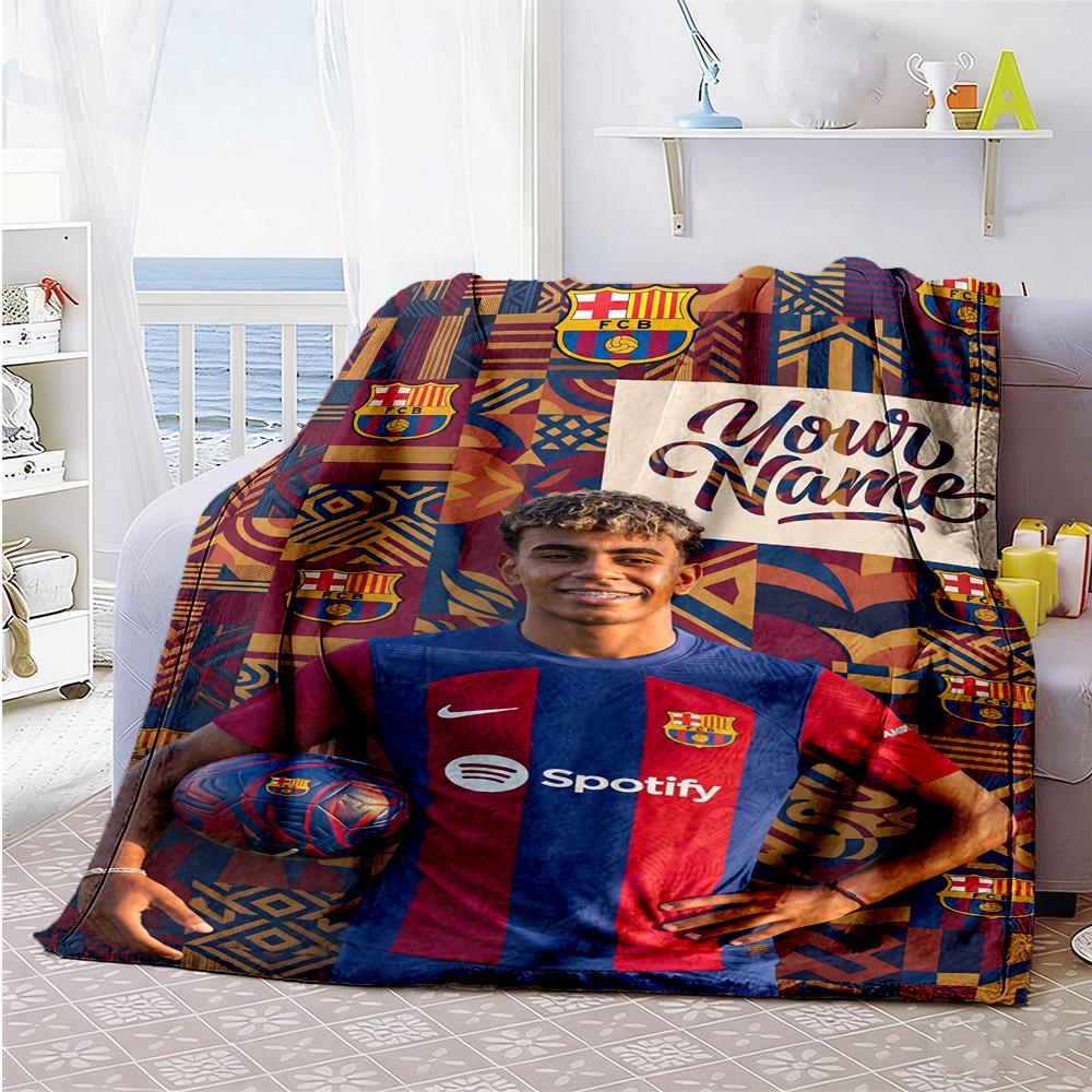 Lamin Yamal Personalized Text Blanket Throw Customizable Blanket Durable Comfort For Nap Office Bed Chair Allseason Use
