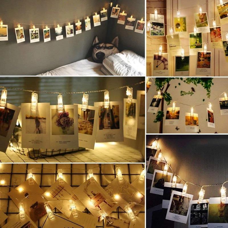LED Light String with Clip Can Hang Small Card Postcard, New Year, Christmas Anniversary, Picture Decoration, Studio Wall Light String