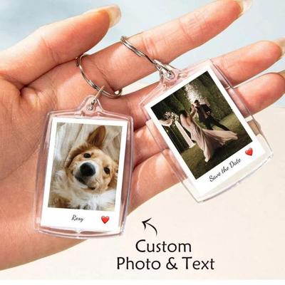 Персонализированная кастомизация 1 шт. брелок с фото и текстом Персонализированный акриловый брелок Персонализированный брелок для пары Фото брелок