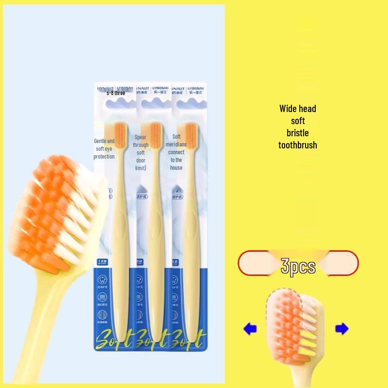 Haisihainuole Three-Row Adult Toothbrush: Soft, Comfortable Bristles, Non-Shedding Head, Ideal for Home Use.