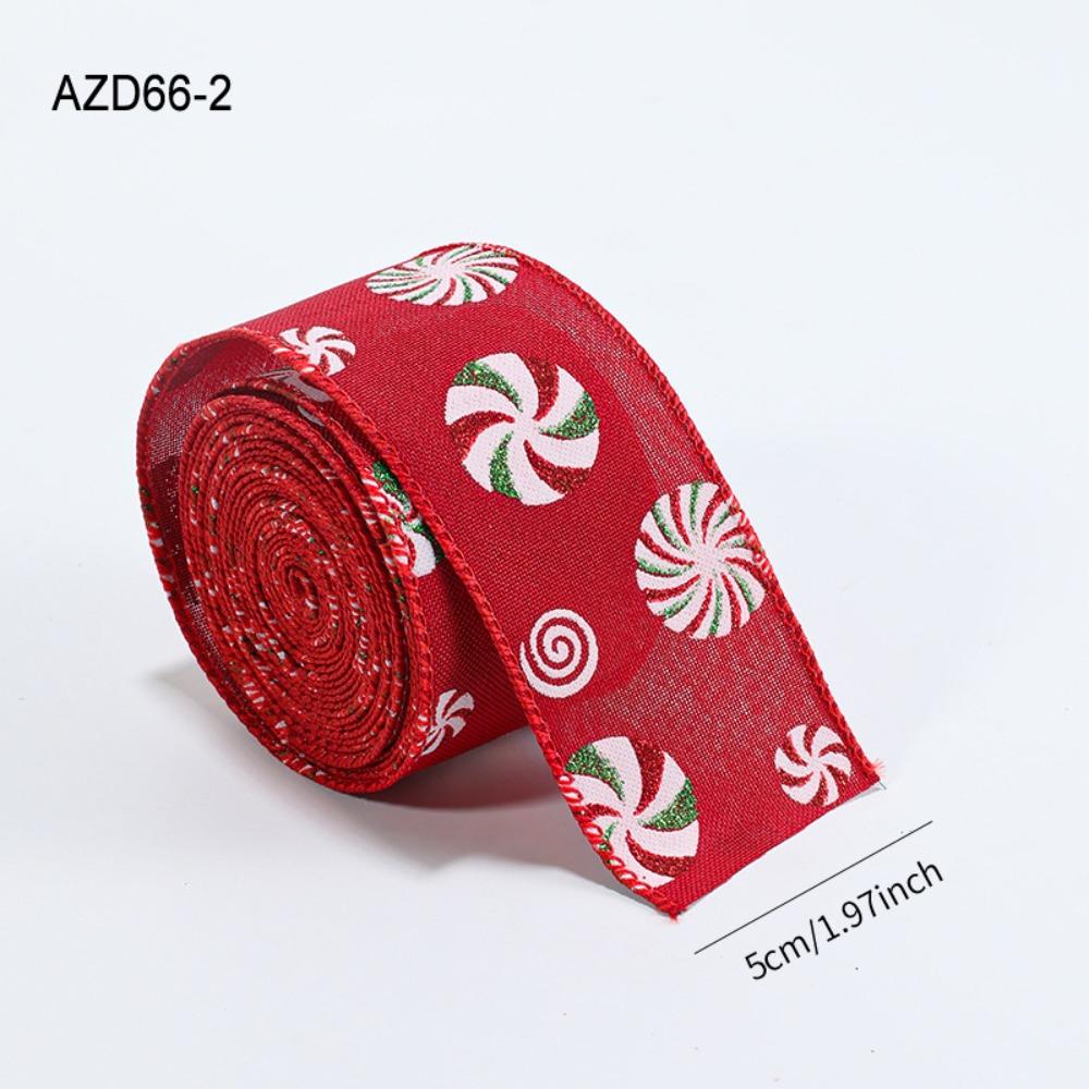 Cartoon 2M/Roll Christmas Tree Ribbon Reinforced Edge Fabric Gift Packaging Webbing Funny Snowman Wreath Making Tool Xmas