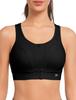 Yvette Sports High Size M Black Women's Bra, Non-Slip, Front-Opening, Support, Mesh, Moisture-Wicking, Quick-Drying, Wireless, One-Piece Cup,