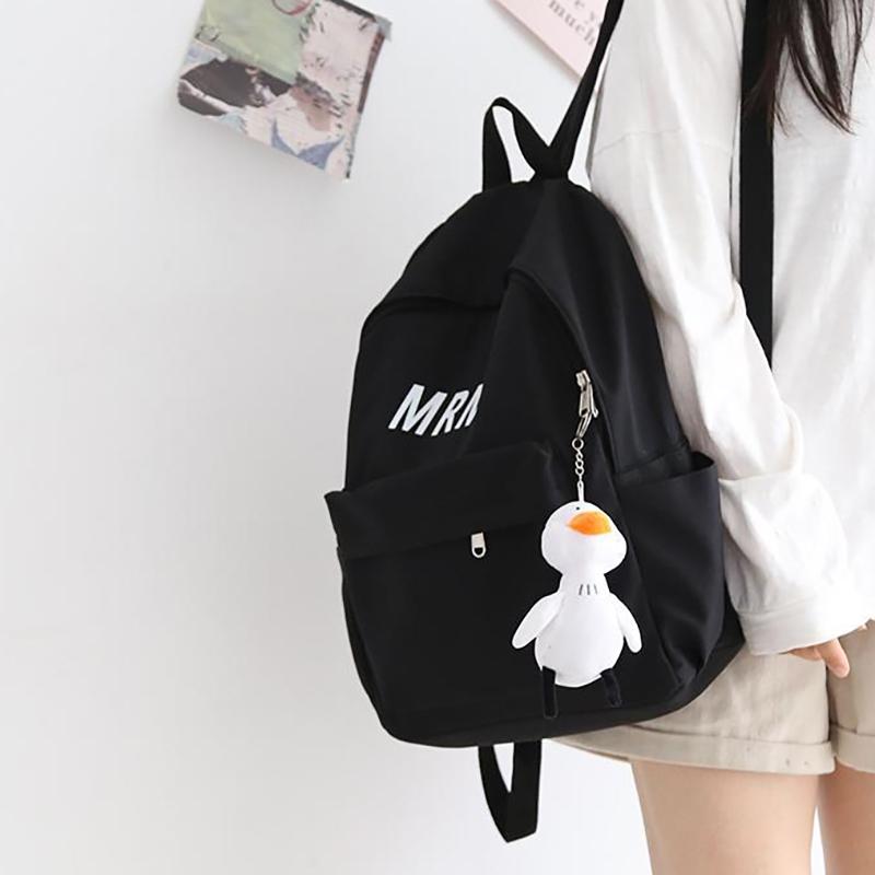 Student Cute Backpack Small White Duck Pendant Backpack Travel Bag