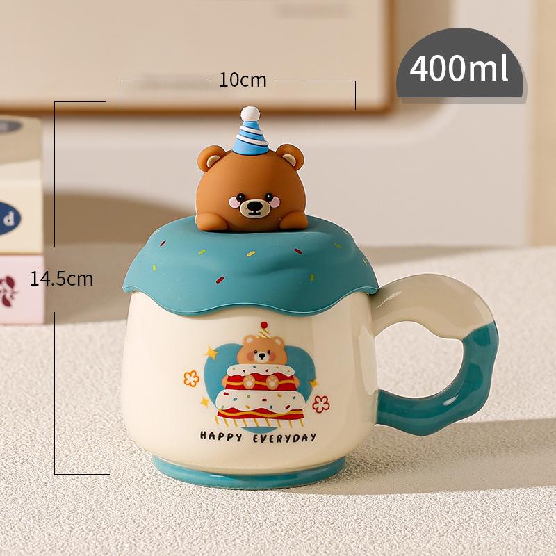 Подарок на день рождения кружка для девочек с крышкой керамическая чашка высокая ценность чашка для питья бытовая милая кофейная чашка для пары