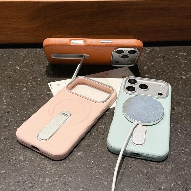 Чехол-подставка из кожи с магнитом для IPhone 17 16 15 14 13 17 Pro Max для беспроводной зарядки Magsafe Ударопрочный чехол