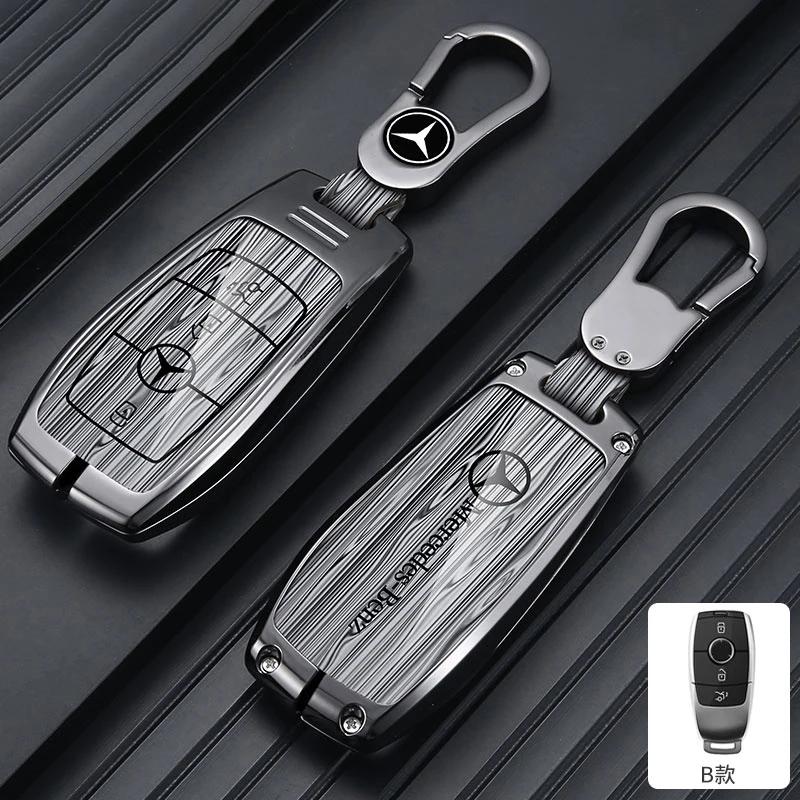 ZJH5 Car Key Case Cover For Mercedes Benz E C G M R S Class W204 W212 W176 GLC CLA GLA AMG Protector Keychain Shell Accessories