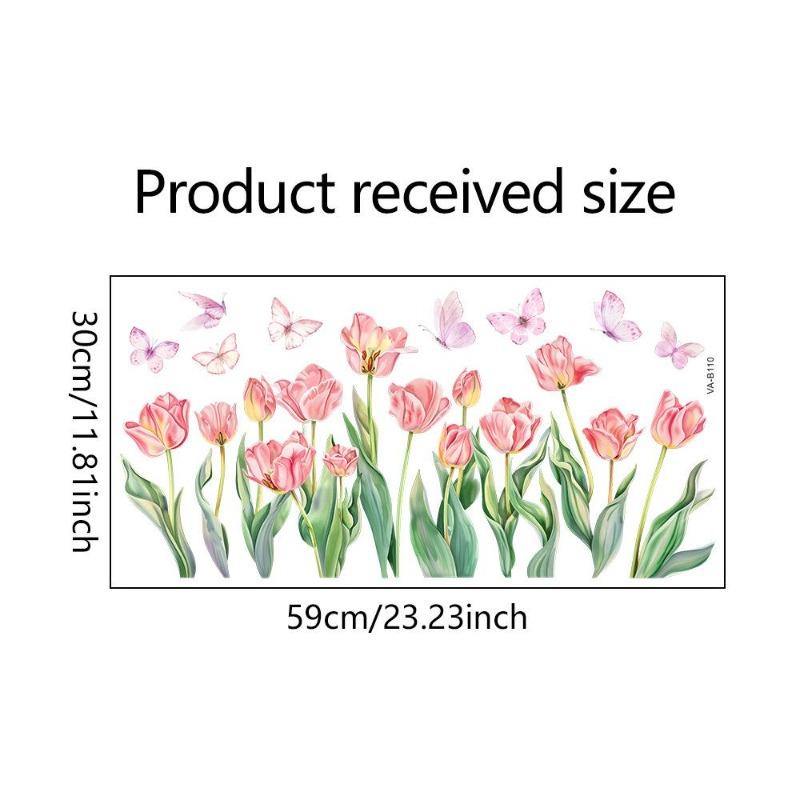 Красочные цветы и бабочки Электростатическая наклейка на стену для окон