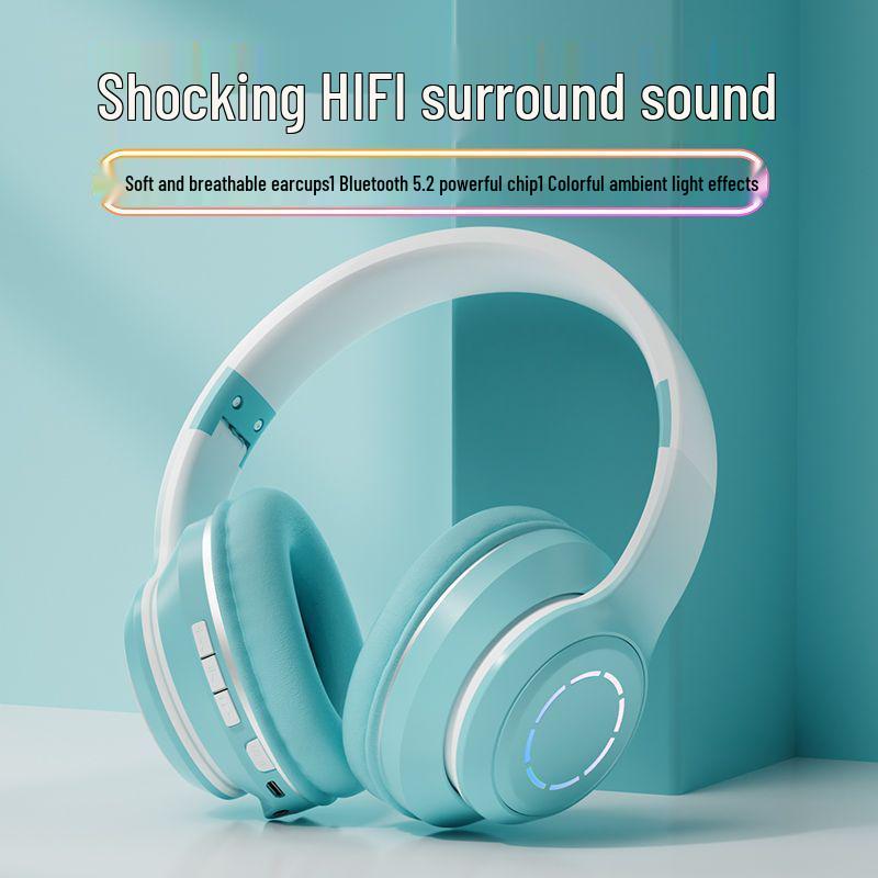 Беспроводная игровая гарнитура с шумоподавлением Bluetooth, полноразмерная, с мощным басом, совместима с телефонами Apple и Huawei