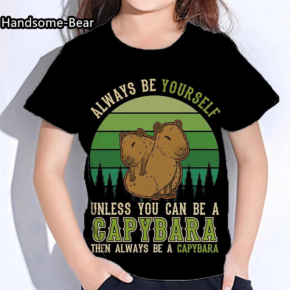 Детская одежда капибара летняя футболка с круглым вырезом для девочек