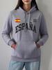 España Flag Number 10 Prints Hoodies Womens Comfortable Loose Sweatshirts Winter Fleece Warm Pullovers Basics Pocket Clothes