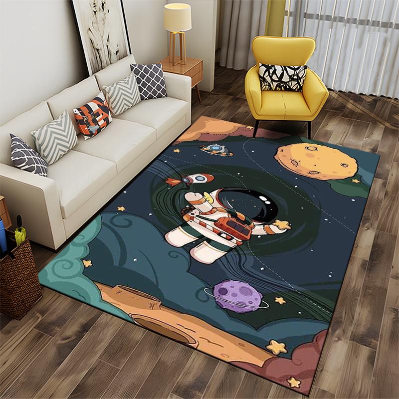 Blue Underwater Character Print Carpet Suitable for use as an anti-slip game mat for living room and bedroom sofas