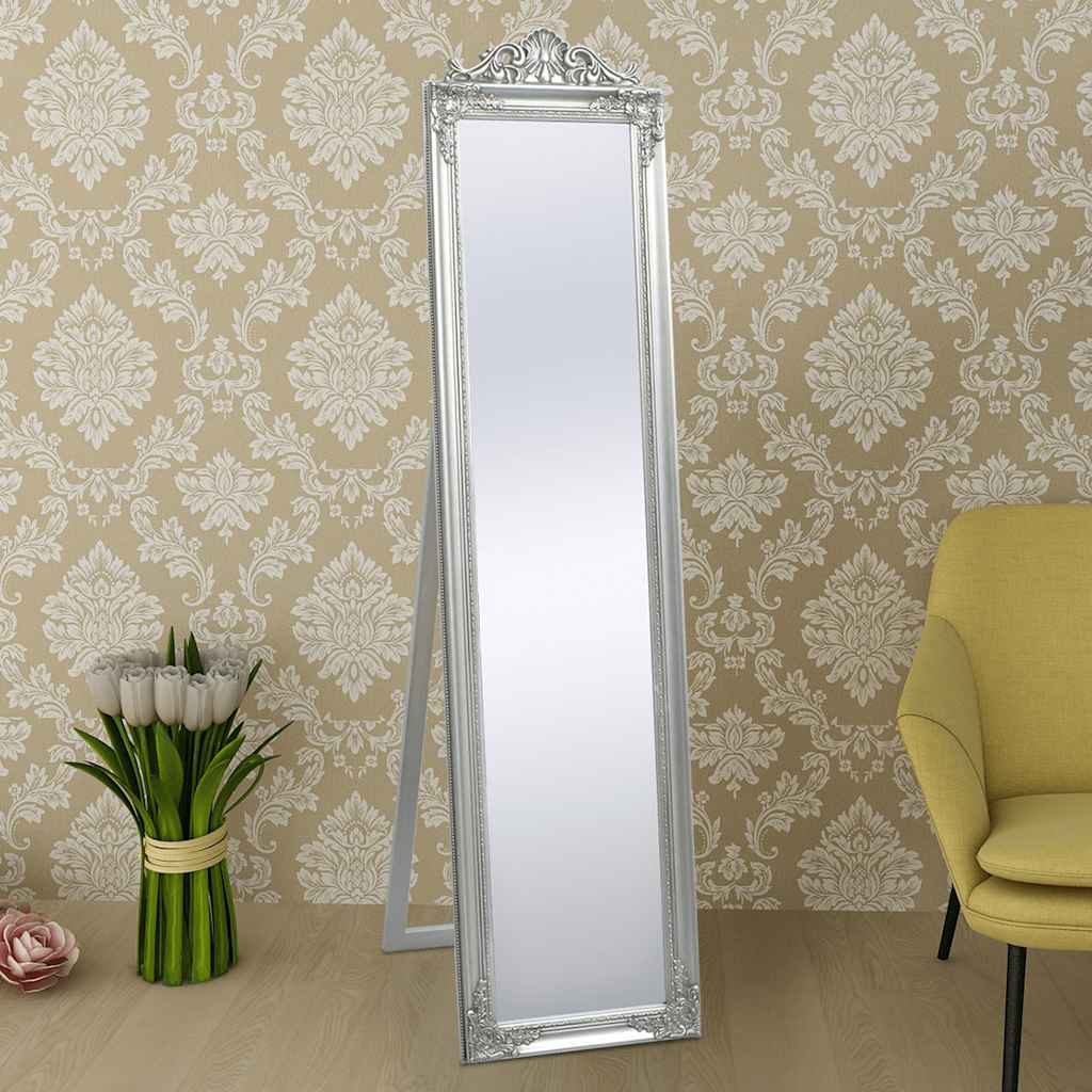 Full Length Mirror in Baroque Style 160x40 cm Silver