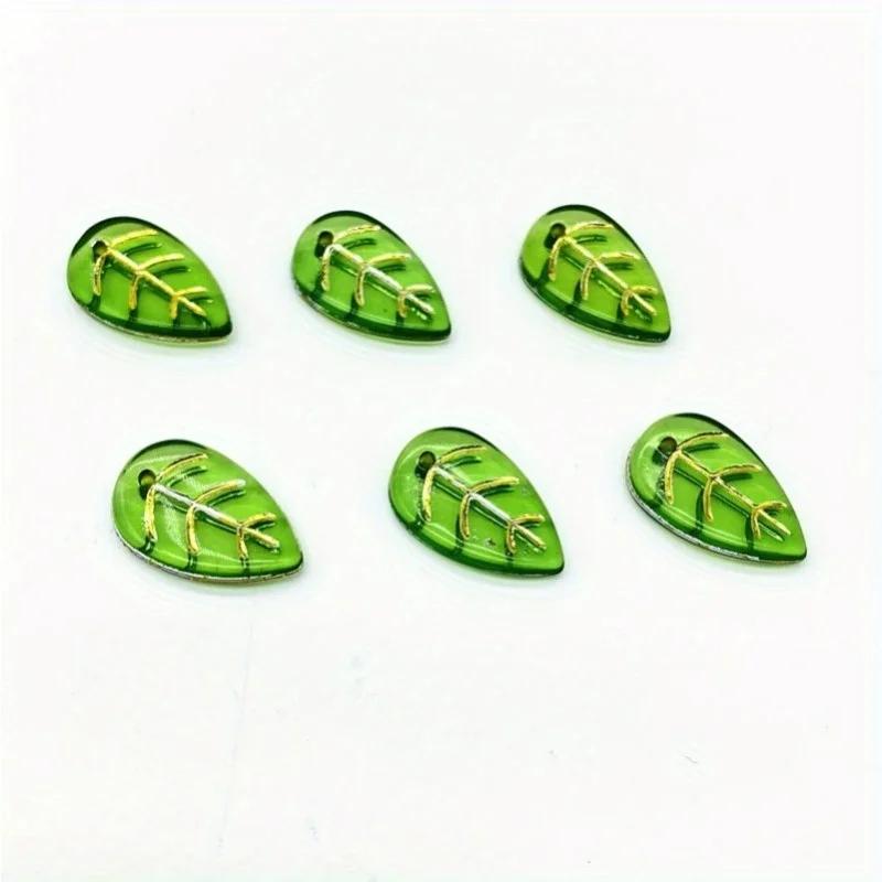 20pcs/lot Green Small Leaf Shape Beads For Jewelry Making Handmade DIY Accessories