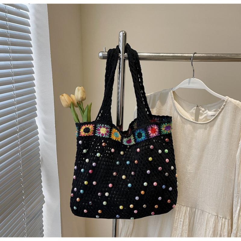 Модная вязаная сумка женская новая вязаная сумка-тоут модная сумка-тоут большой вместимости сумка для отпуска пляжная сумка