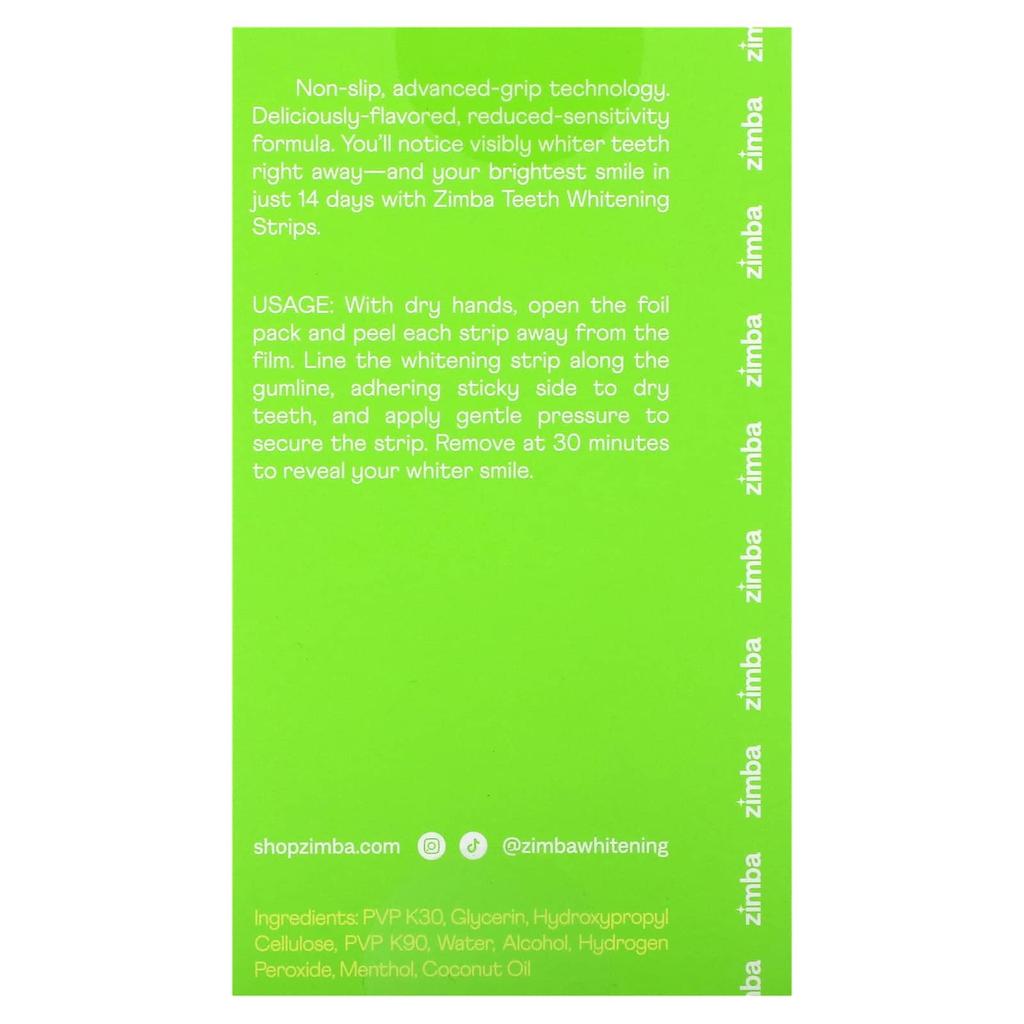 Zimba Кокосовые полоски для отбеливания зубов, 14 процедур