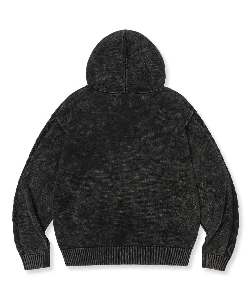 Brownbreath Tag Пигментный Вязаный Худи на Молнии - Угольный