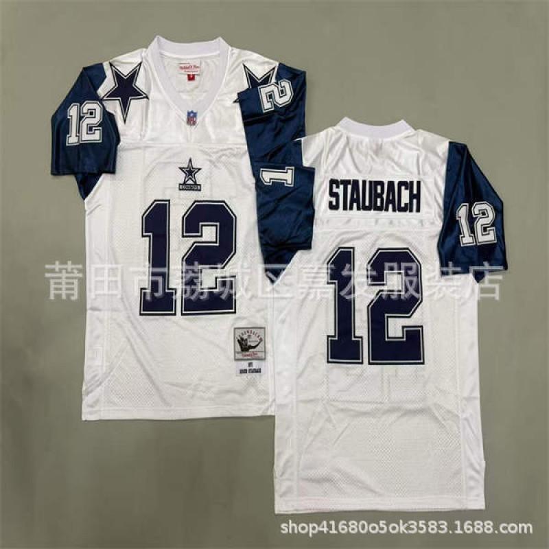 Dallas Cowboys Retro NFL Football Jersey Mens Cotton Embroidered Team Sport Shirt Fan Wear