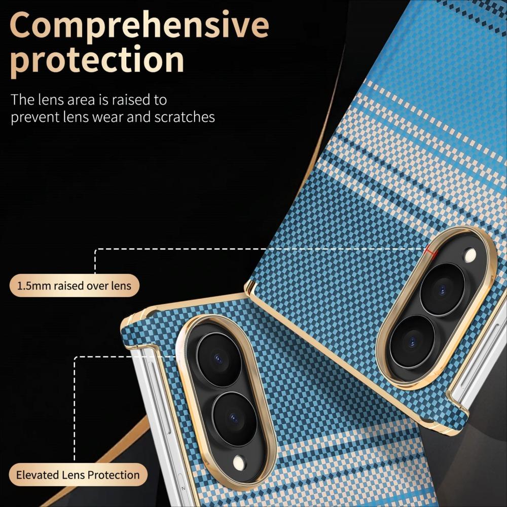 Luxury Carbon Fiber Pattern for Magsafe Case for Samsung Galaxy Z Fold 8 Ultra Fold7 6 Plating Frame Dual-Axis Protection Cover