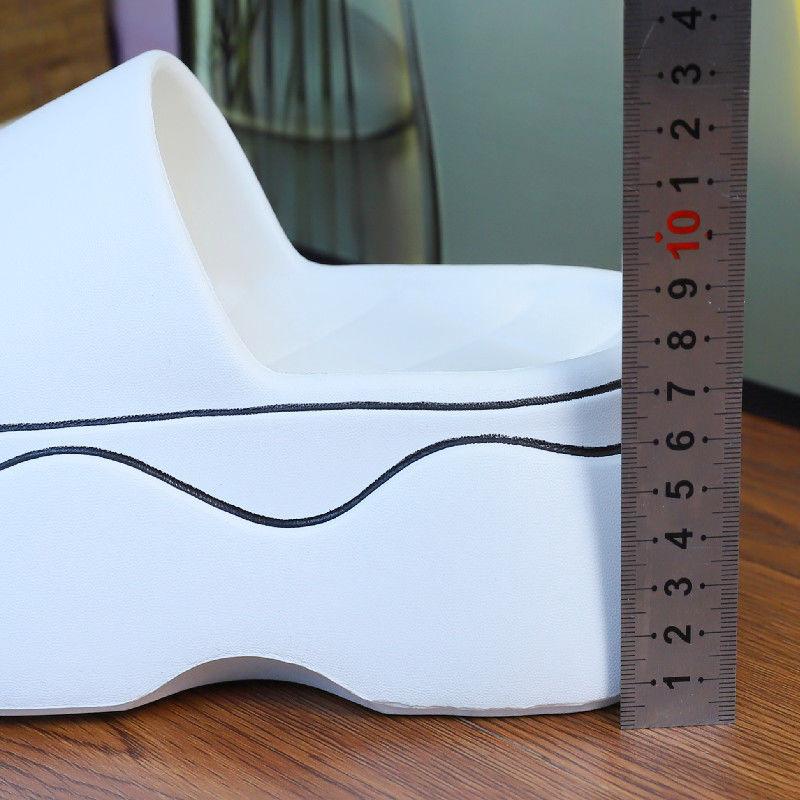 7,5 см высокие тапочки на платформе женские белые толстые шлепанцы туфли для лета женские увеличивающие рост тапочки для девочек сексуальные потертости