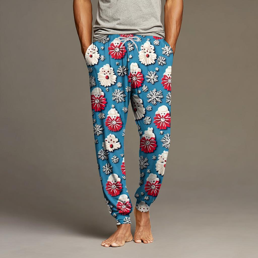 Мужские повседневные брюки с карманами на кулиске и манжетами, домашние брюки для сна