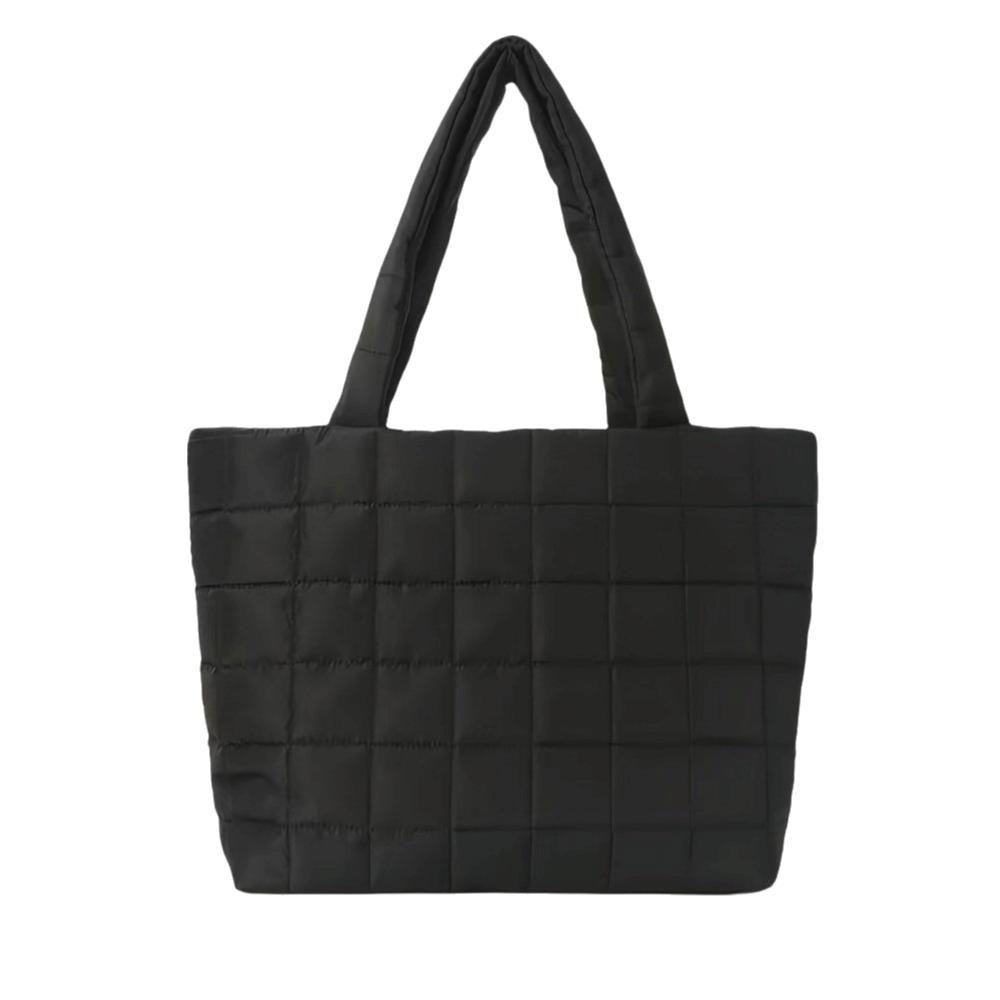 Стеганая сумка через плечо в корейском стиле, однотонная хлопковая сумка-тоут, для отдыха и путешествий