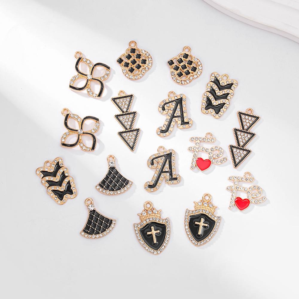 Стильное ожерелье и серьги из сплава циркония своими руками с черным масляным дизайном в виде капли