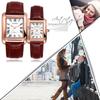 Часы квадратной пары Rome Analog Display Leather Remezzo Waterproof Quartz Watch Fashion Watch Brown Present Women's Couple - Boyfriend, Girlfriend,