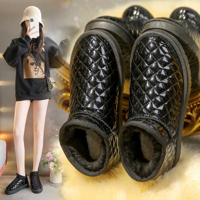 Женские блестящие кожаные водонепроницаемые зимние сапоги Зимние теплые плюшевые сапоги Женская зимняя повседневная обувь Женские ботильоны Обувь на платформе