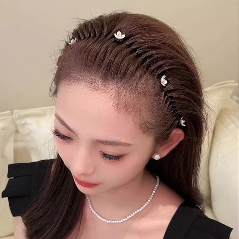 Винтажная камелия цветок жемчуг металл длинная расческа для волос для женщин фиксация непослушных волос повязка на голову инструмент заколка для волос модные аксессуары для волос