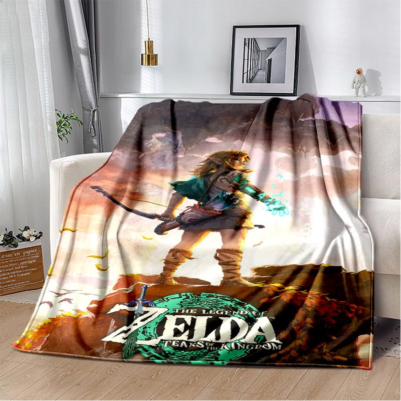 Fantasy Z-Zelda Style Vintage 3D Game Throw Blanket – Super Soft Flannel Plush for Couch, Bed, Game Room, Picnic & Gamer Gift